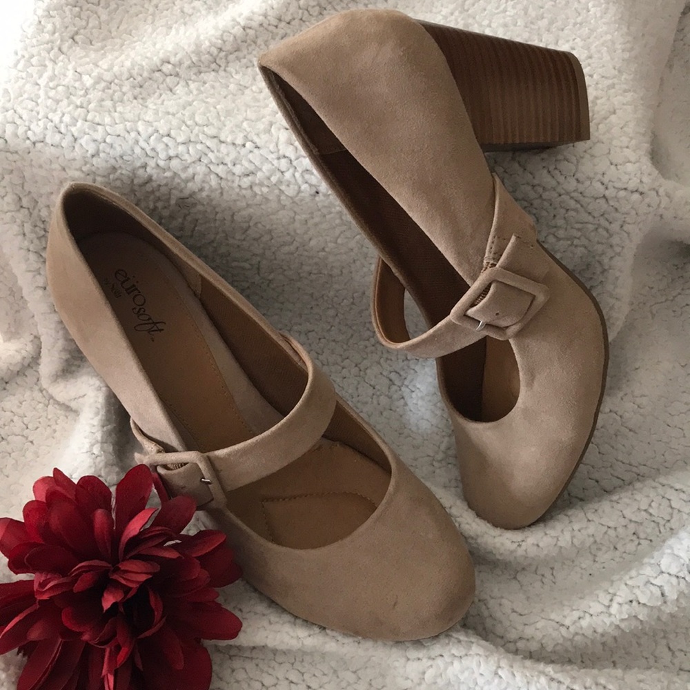 Tan Faux suede heels